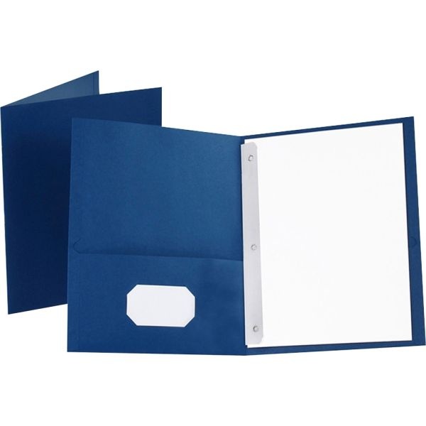Oxford Twin-Pocket Portfolio With Fasteners, 8 1/2" X 11", Blue, Pack Of 25