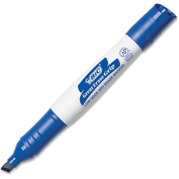 Bic Great Erase Grip Chisel Tip Dry Erase Marker, Blue, Dozen