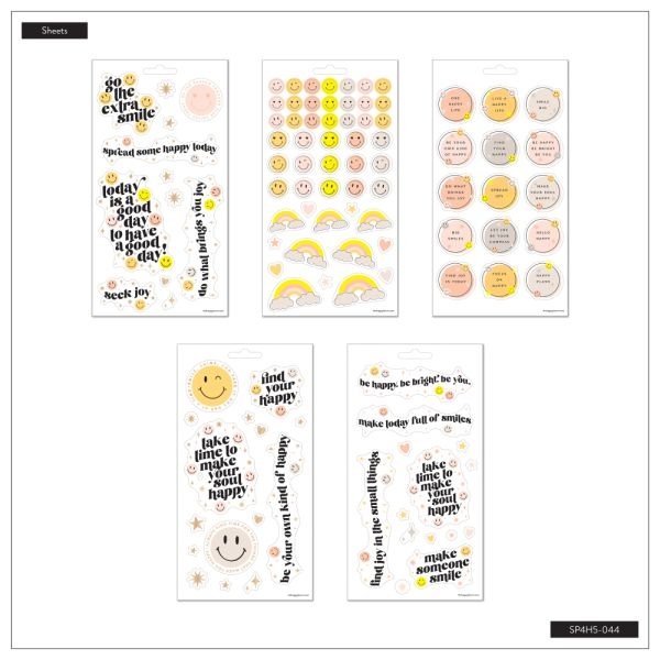 Happy Planner Smiley Face Stickers, 9-1/8" X 4-3/4", Assorted Colors, Pack Of 106 Stickers