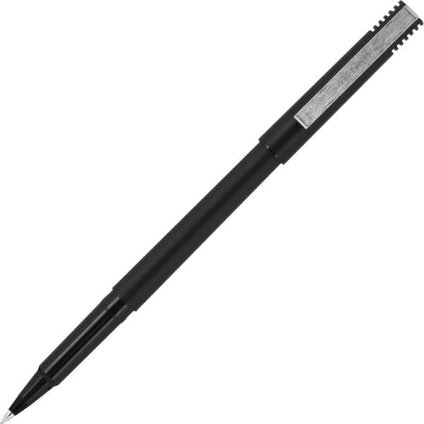 Uniball Roller Ball Pen, Stick, Extra-Fine 0.5 Mm, Black Ink, Black Barrel, 36/Pack