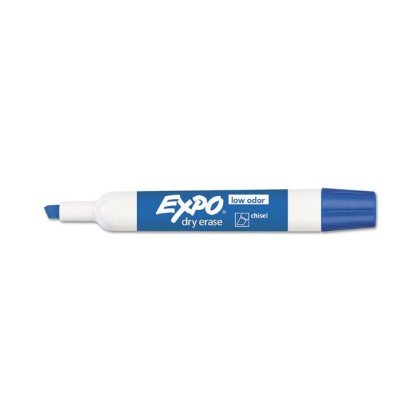Expo Low-Odor Dry-Erase Marker, Broad Chisel Tip, Blue, Dozen