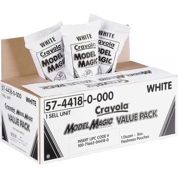 Crayola Model Magic Modeling Compound, 8 Oz Packs, 12 Packs, White, 6 Lbs
