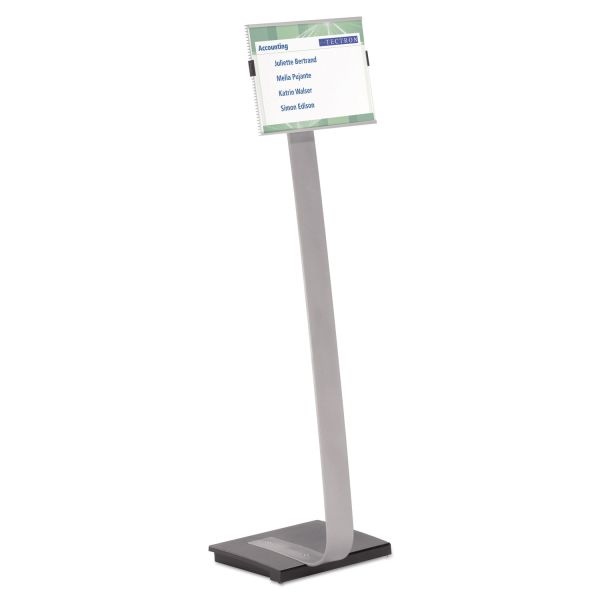 Durable Info Sign Duo Floor Sign Stand, 46 1/2"H X 11"W X 11 1/2"D, Black/Silver