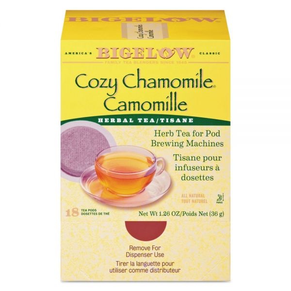 Bigelow Cozy Chamomile Herbal Tea Pods, 1.90 Oz, 18/Box