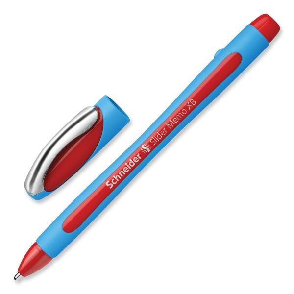 Slider Memo Xb Ballpoint Pen, Stick, Extra-Bold 1.4 Mm, Red Ink, Red/Light Blue Barrel, 10/Box