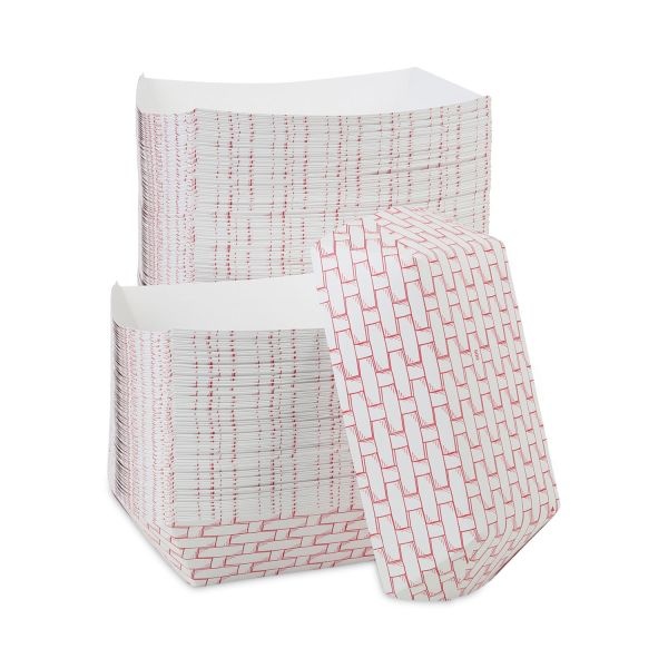 Boardwalk Paper Food Baskets, 5Lb Capacity, Red/White, 500/Carton