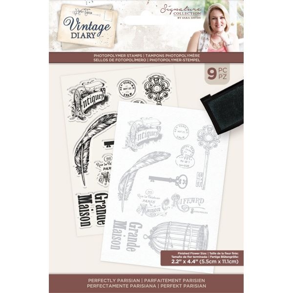 Sara Signature Vintage Diary Clear Stamps 9/Pkg