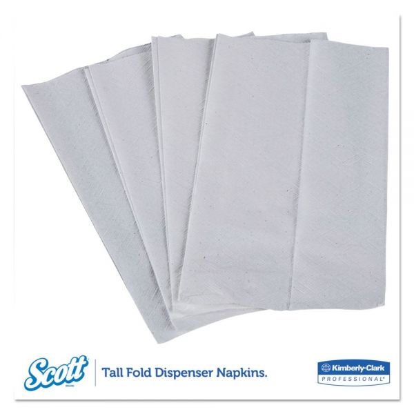 Scott Tall-Fold Dispenser Napkins, 1-Ply, 7 X 13.5, White, 500/Pack, 20 Packs/Carton