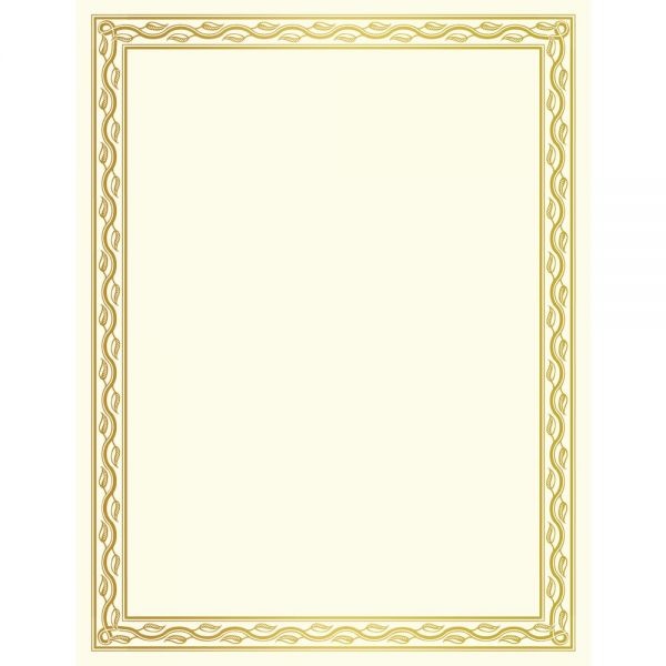Geographics Foil Stamped Award Certificates, 8.5 X 11, Gold Serpentine With White Border, 12/Pack