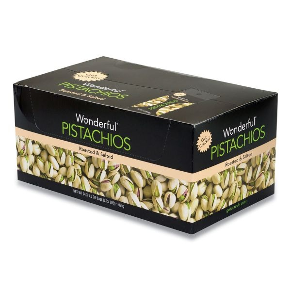 Wonderful Roasted And Salted Pistachios, 1.5 Oz Bag, 24/Pack