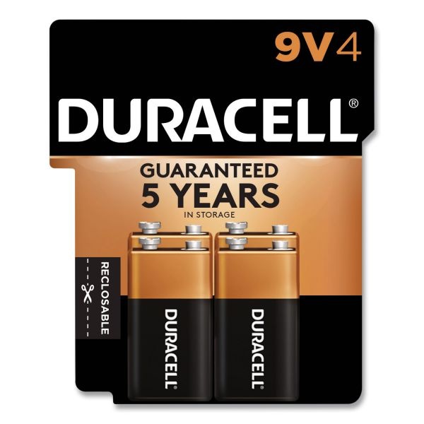Duracell Coppertop Alkaline 9V Batteries, 4/Pack