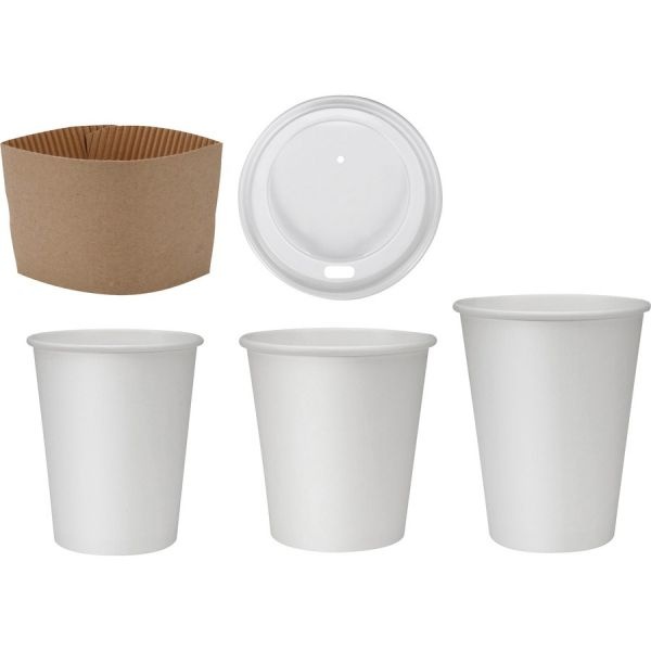 Genuine Joe Compostable 10 Oz Paper Coffee Cups, White, 50/Pack