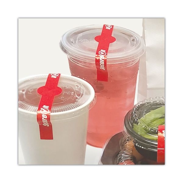 National Checking Company Secureit Tamper Evident Food Container Seals, 1" X 7", Red, Paper, 250/Roll, 2 Rolls/Pack