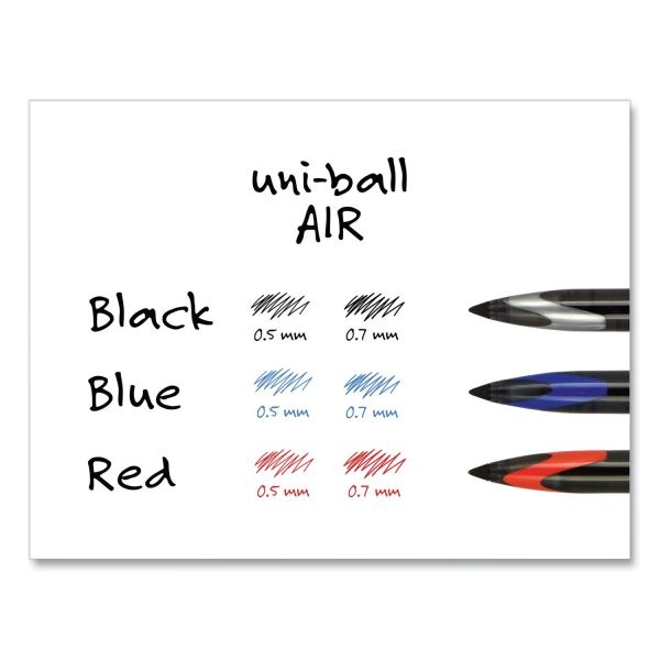 Uniball Air Porous Rollerball Pen, Medium 0.7 Mm, Black Ink/Barrel, Dozen