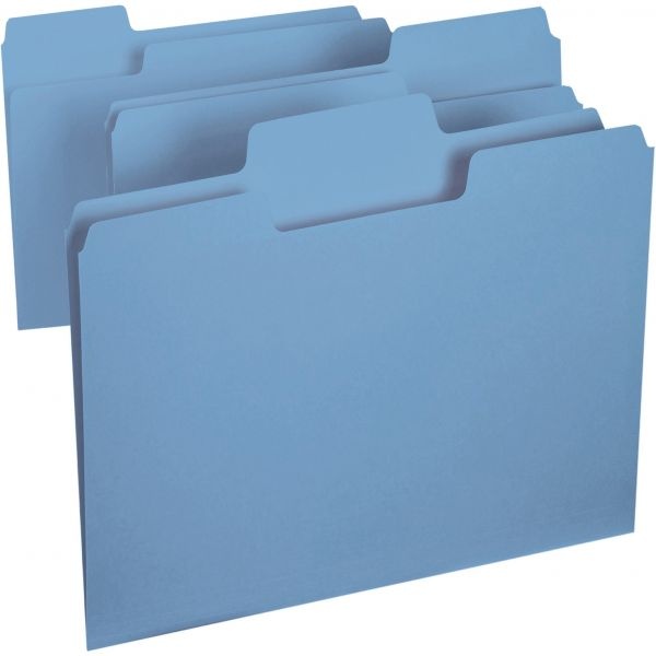 Smead Supertab Colored File Folders, 1/3-Cut Tabs: Assorted, Letter Size, 0.75" Expansion, 11-Pt Stock, Blue, 100/Box
