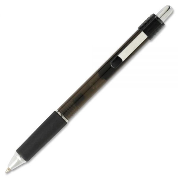 Integra Retractable Roller Gel Pen With Metal Clip - 0.7 Mm Pen Point Size - Black Gel-Based Ink - Black Barrel - 12 / Dozen