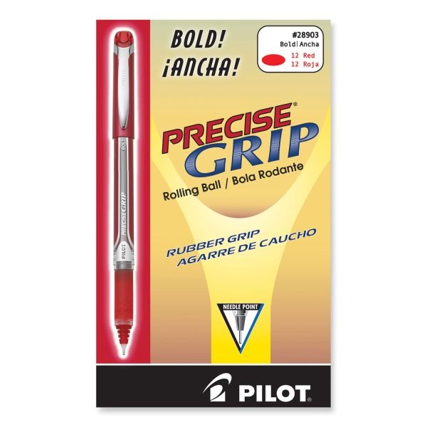 Pilot Precise Grip Roller Ball Pen, Stick, Bold 1 Mm, Red Ink, Red Barrel
