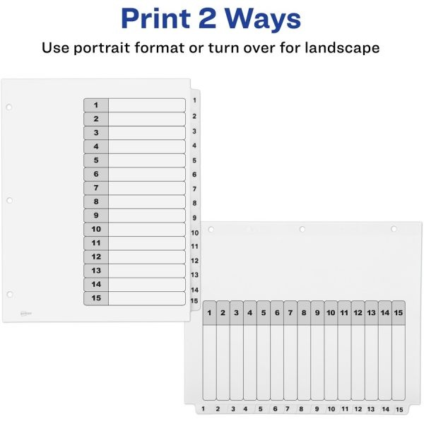 Avery 15-Tab Custom Table Of Contents Dividers