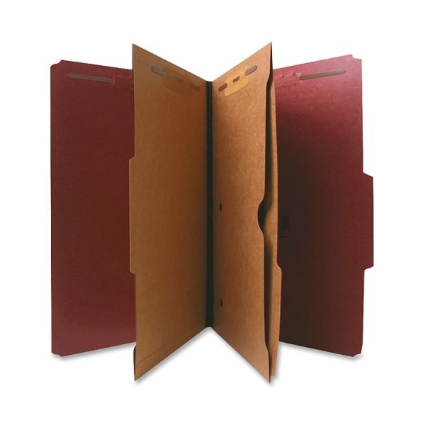 Nature Saver Classification Folders With Pocket Dividers, Legal Size, 75% Recycled, Red, Box Of 10