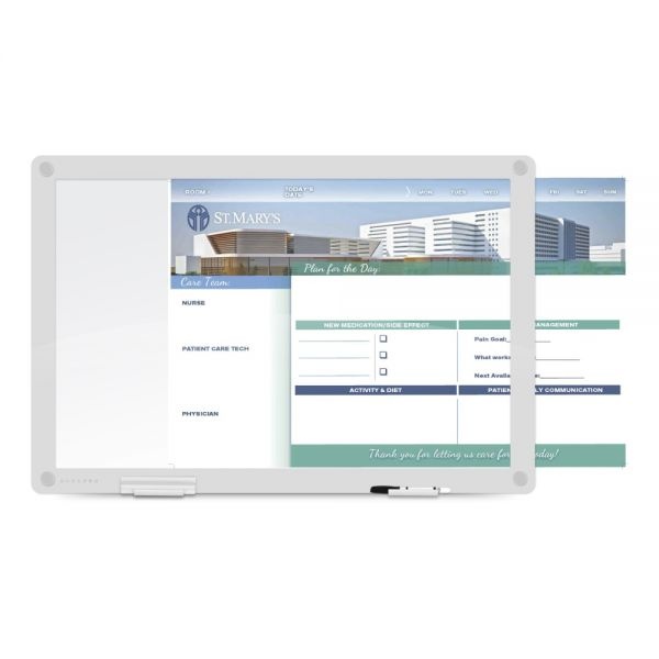 Workpro Custom Print Glass Unframed DryErase Presentation Whiteboard, 36 1/2" X 24