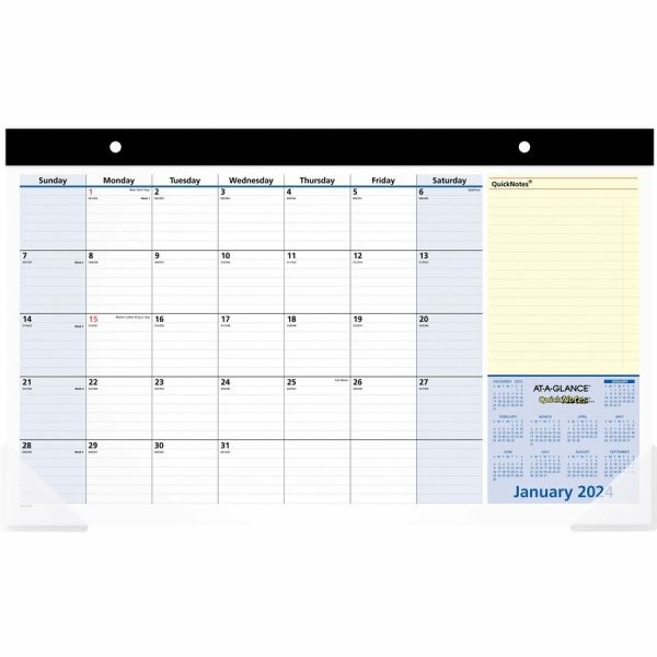 At-A-Glance Quicknotes 2024 Compact Monthly Desk Pad Calendar, Compact, 18" X 11"