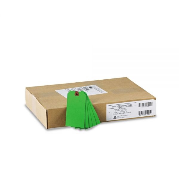 Avery Unstrung Shipping Tags, 11.5 Pt. Stock, 4.75 X 2.38, Green, 1,000/Box