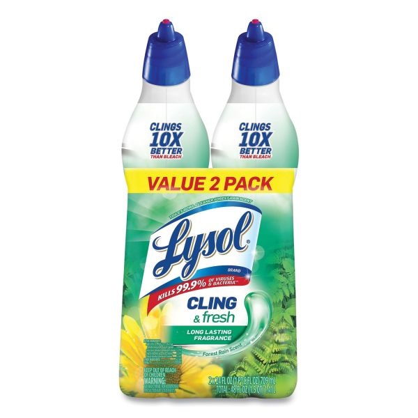 Lysol Brand Cling And Fresh Toilet Bowl Cleaner, Forest Rain Scent, 24 Oz, 2/Pack, 4 Packs/Carton