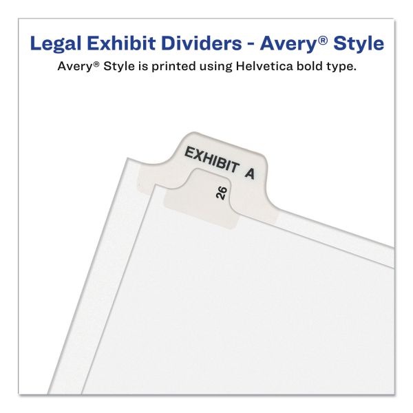 Avery-Style Preprinted Legal Side Tab Divider, 26-Tab, Exhibit E, 11 X 8.5, White, 25/Pack, (1375)