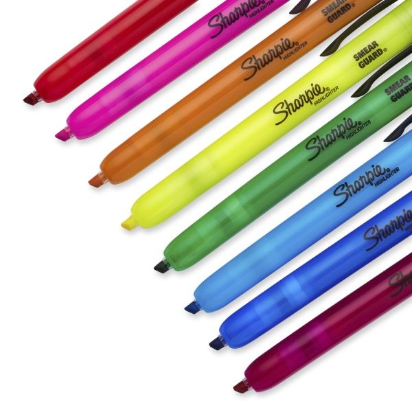 Sharpie Accent Retractable Highlighters, Assorted Colors, Pack Of 8