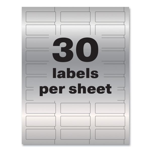 Avery Permatrack Metallic Asset Tag Labels, Laser Printers, 0.75 X 2, Metallic Silver, 30/Sheet, 8 Sheets/Pack