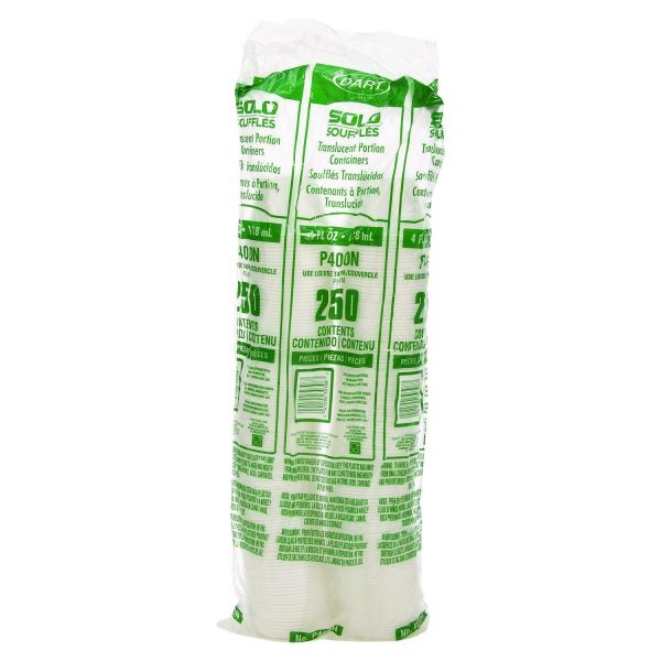 Dart Polystyrene Portion Cups, 4Oz, Translucent, 250/Bag, 10 Bags/Carton