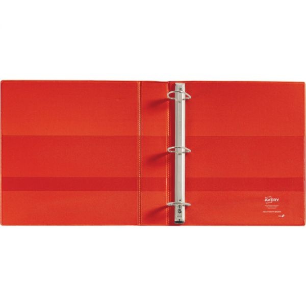 Avery Heavy-Duty 3-Ring View Binder W/Locking 1-Touch Ezd Rings, 1 1/2" Capacity, Red