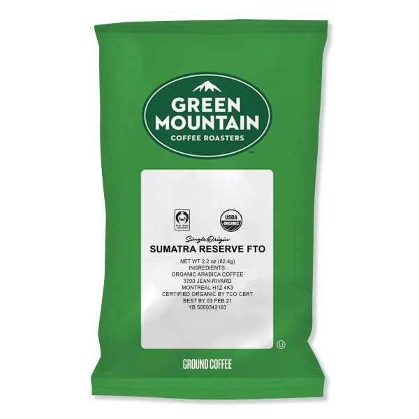 Green Mountain Coffee Sumatra Reserve Fraction Packs, 2.2 Oz, 50/Carton