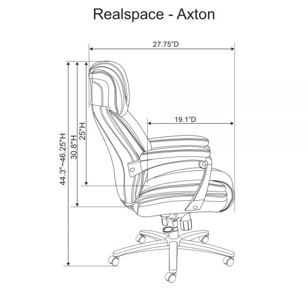 Realspace Axton Big & Tall Bonded Leather High-Back Chair, Dark Gray/Chrome