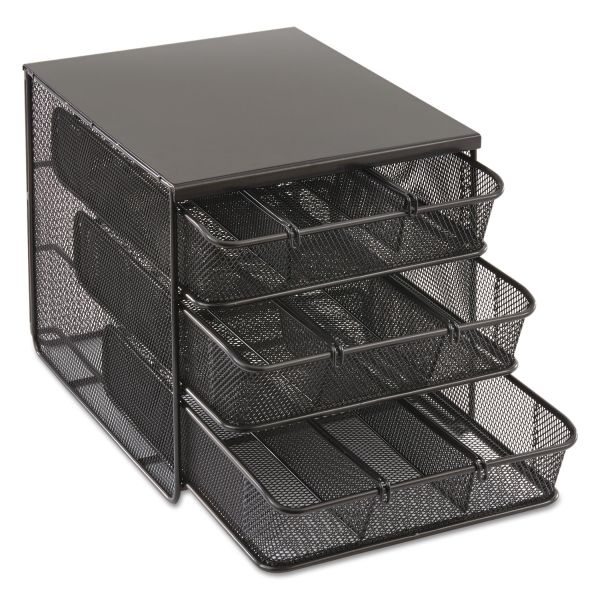 Safco 3 Drawer Hospitality Organizer, 7 Compartments, 11.5 X 8.25 X 8.25, Black