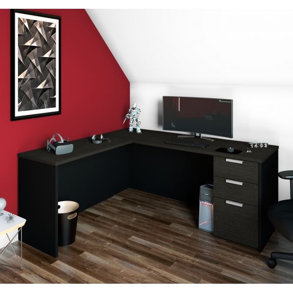 Bestar Pro-Concept Plus L-Desk In Deep Grey & Black