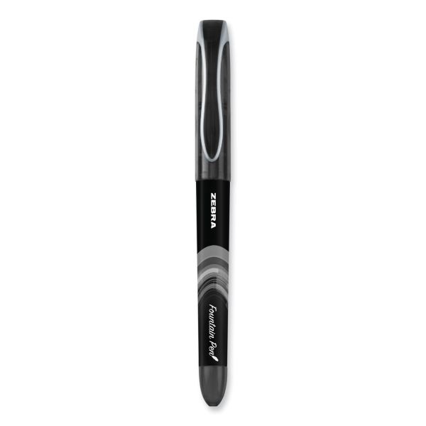 Zebra Fountain Pen, Fine 0.6 Mm, Black Ink, Black, 12/Pack