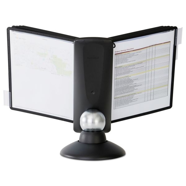 Durable Sherpa Motion Desk Reference System, 10 Panels, Black Borders