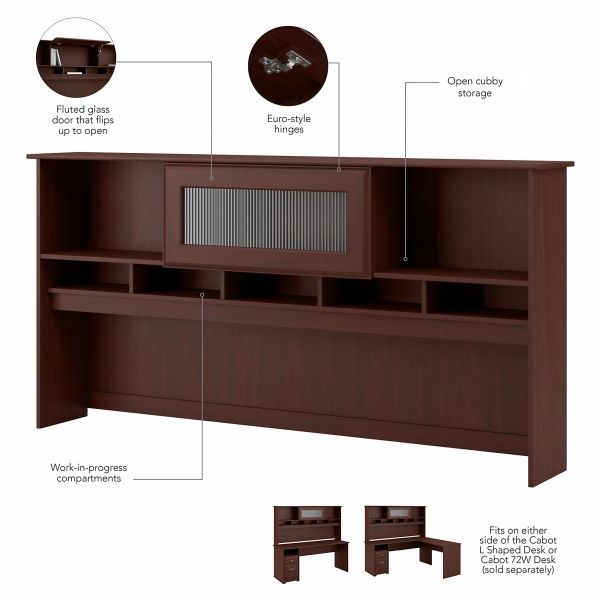 Bush Furniture Cabot 72W L Shaped Computer Desk With Hutch And Drawers ...