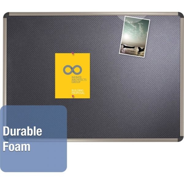 Quartet Prestige Euro-Style Embossed Foam Bulletin Board, 48 X 34 7/16, Black/Alum Frame