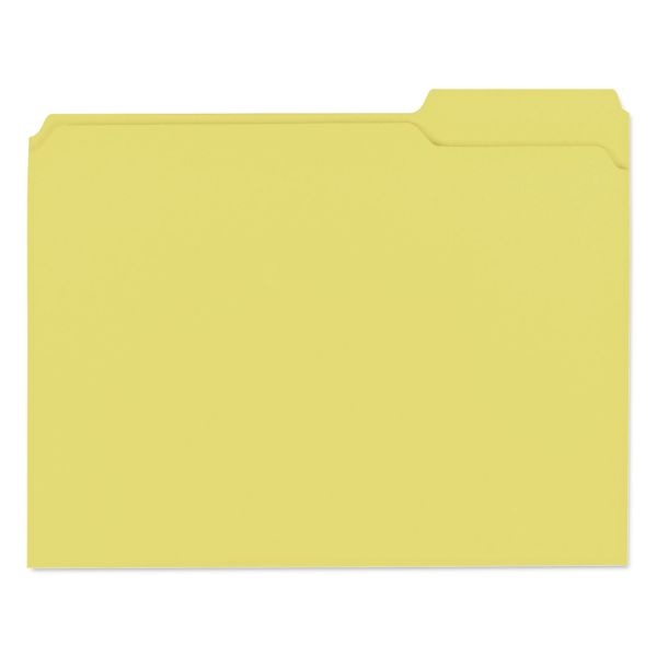 Universal Reinforced Top-Tab File Folders, 1/3-Cut Tabs: Assorted, Letter Size, 1" Expansion, Yellow, 100/Box
