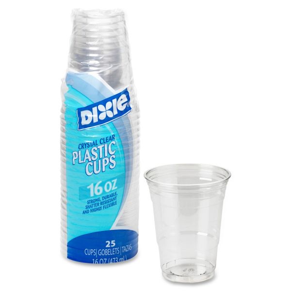 Dixie Foods Crystal Clear 16 Oz Plastic Cups, 25/Pack