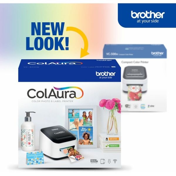 Brother Vc-500W Versatile Compact Color Label And Photo Printer With Wireless Networking, 7.5 Mm/S Print Speed, 4.4 X 4.6 X 3.8