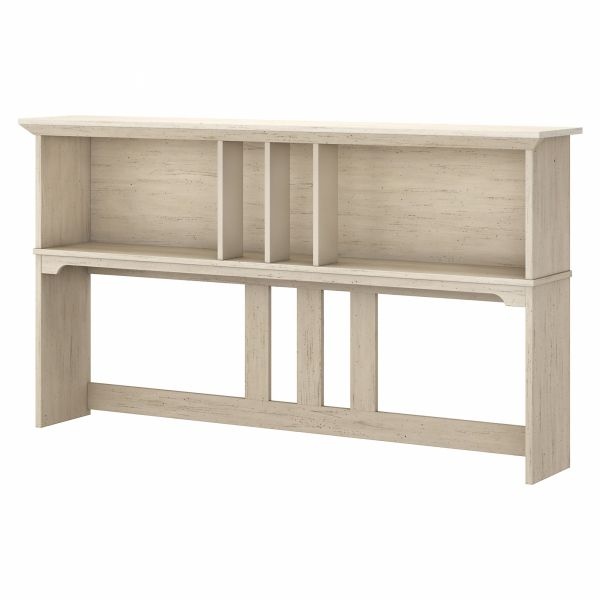 Bush Furniture Salinas 60W Hutch For L Shaped Desk In Antique White