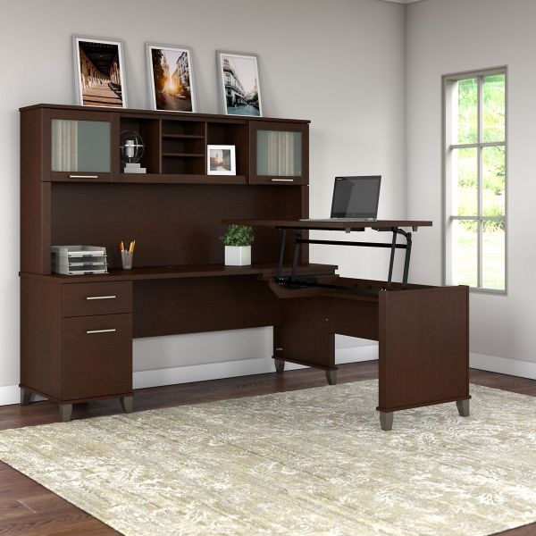 Bush Furniture Somerset 72W 3 Position Sit To Stand L Shaped Desk With ...