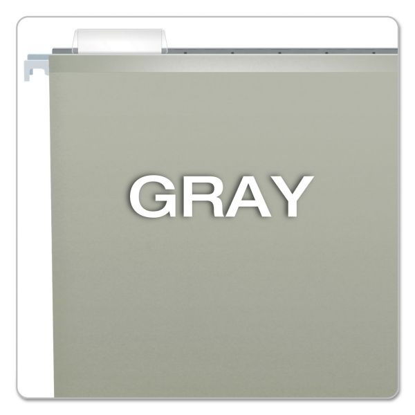 Pendaflex Colored Reinforced Hanging Folders, Legal Size, 1/5-Cut Tabs, Gray, 25/Box