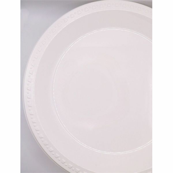 Tablemate Plastic Dinnerware, Plates, 10.25" Dia, White, 125/Pack