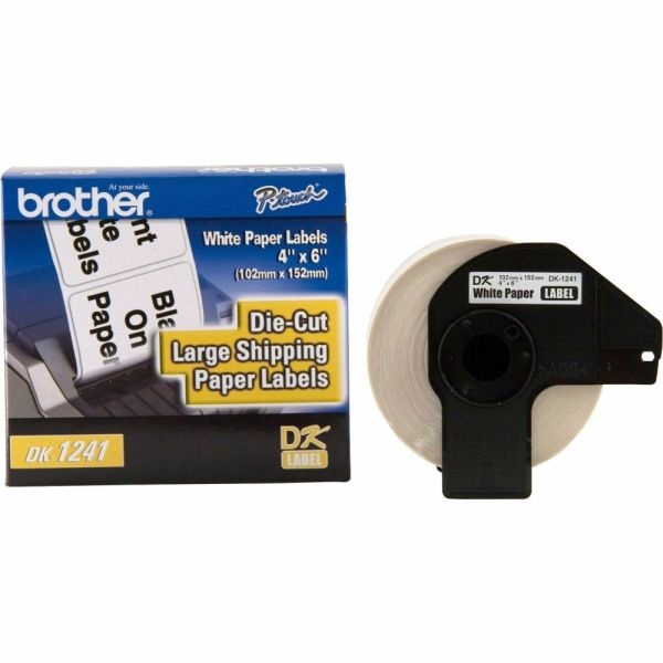 Brother Dk-1241 Black-On-White 4" X 6" Labels, Roll Of 200