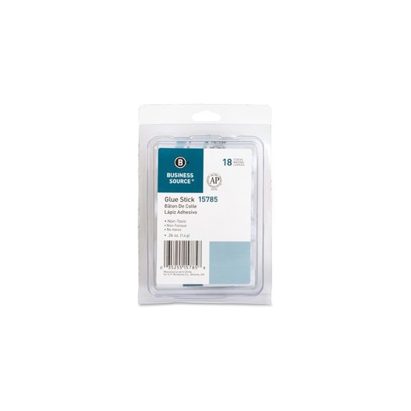 Business Source Value Pack Glue Sticks - 0.26 Oz - 18 / Pack - White