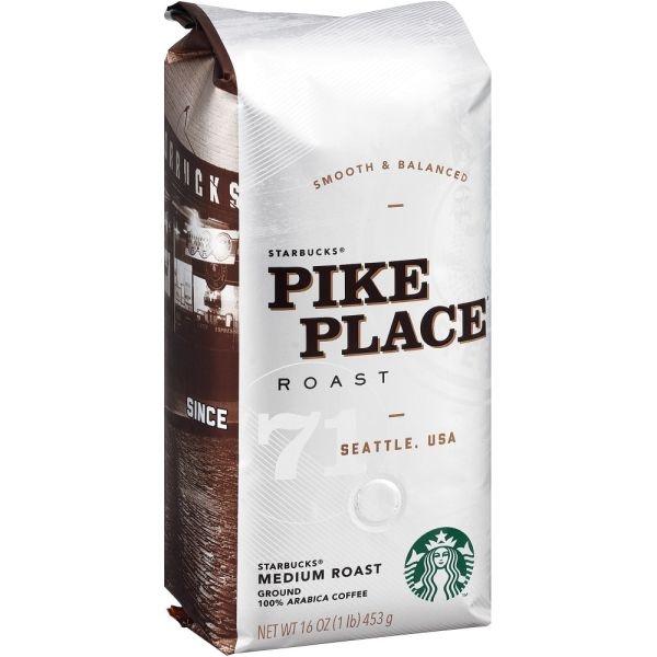 Starbucks Pike Place Ground Coffee, Light Roast, 1 Lb Per Bag